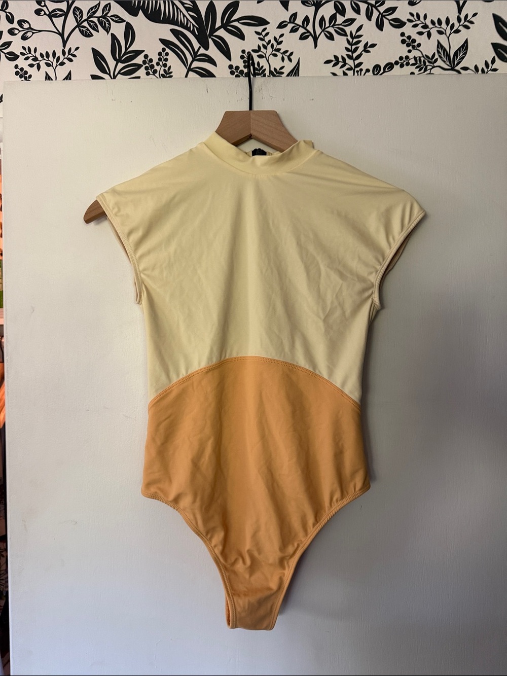 Two-Tone Yellow and Peach One-Piece